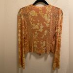 Free People  Mesh Floral Button Front V-Neck Bell Sleeve Blouse Size S Photo 6