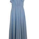 David's Bridal David’s Bridal Dusty Blue Long Flutter Sleeve Dress Size 2 Photo 1