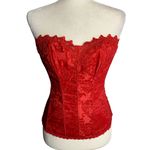 Fredericks Hollywood Dream Sweetheart Corset 32 Red Jacquard Lace Hook Closure Photo 1