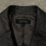 Kasper Dark Grey Leather One Button Blazer Women's size Large Office Classic Gray Photo 1