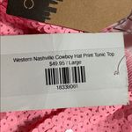 Mainstrip size large Western Nashville cowboy hat tunic top pink sequins flaw Silver Photo 12