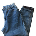 Wrangler Rugged Western Denim Plaid FLANNEL LINED MOM Jean 34X30 High Rise Photo 0