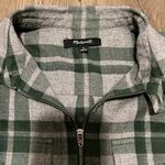 Madewell Green Plaid Quarter Zip Flannel Long Sleeve Shirt Photo 1