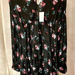A New Day Black Floral Long Sleeve Mini Dress Large Photo 0