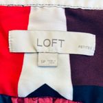 Loft  Plum Navy Red White Geometric Printed Long Sleeve Shift Shirt Dress Photo 7