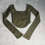 PINK - Victoria's Secret  Olive Ribbed Bodysuit Photo 0