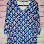 LULU B BOLD NEON ALLOVER PINEAPPLE PRINT V NECK QUARTER SLEEVE UPF 50 TOP XL Pink Photo 0