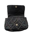 Betsey Johnson  Quilted Bag Rhinestone Lips Rainbow Stitching on Black Photo 9