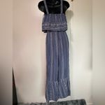 Japna Blue Strapless Jumpsuit with Patterned Details Photo 7