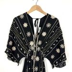 Zury Black White Embroidered Boho Maxi Dress Festival Peasant Tiered Flowy Size M Photo 2