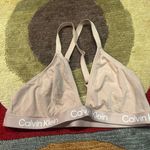 Calvin Klein Logo Band Nude Beige Racerback Bralette Bra Un-Padded Women’s Large Photo 0
