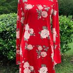 Heart & Hips NWOT  Red L/S Floral Rose Bodycon Fitted Dress Large L SOFT Photo 0