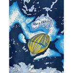 Vintage Van MacDowell Silk Blouse Medium Blue Hot Air Balloons Map Clouds 80s Photo 4