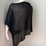 Eileen Fisher  black open mesh poncho in organic linen OS Photo 6