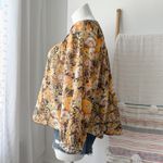 Free People We The Free Cool Meadow Midnight Combo Long Balloon Sleeves Boho Slouchy Top L Photo 2