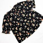 Madewell ‎Silk Notched Ruffle-Cuff Top Carnation Toss Photo 4