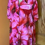 Vtg 90s bright floral Hawaiian shirt Red Size L Photo 6
