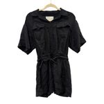 frame denim Frame Patch Pocket Short Sleeve Linen Blend Button-Down Romper Size Small Photo 3