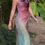 ZARA  dress midi satin tie dye fitted bodycon casual evening wedding cowl neck  Photo 4