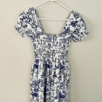NWT O.P.T. Daphne Toile Blue White Print Tiered Midi Dress (S) Photo 8