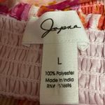 Japsa Women's Multicolor Floral Halter Sleeveless Smocked V Neck Blouse Top Sz L Pink Size L Photo 2