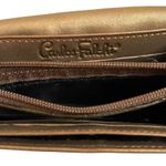 Carlos Falchi Vintage Bronze Metallic Leather Flap Wallet Gold Photo 3