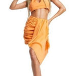 ASOS . DESIGN Orange Halter Drape Crop Top Photo 0