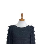 California Spice Eyelash Fringe Blouse Black Size M Vintage 80โs Mob Wife Glam Size M Photo 3