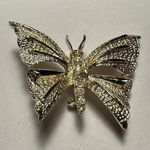 Rhinestone Butterfly Insect Signed Gerry’s Gold Tone Brooch Pin Photo 1
