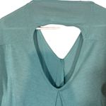 Luxe Baby Blue Short Sleeve Key Hole Cut Out High Low Tunic Blouse Women SZ M Photo 8