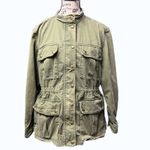 Gap  Army Green The Utility Jacket Medium Cotton‎ Stretch Cargo Military Fall EUC Photo 1