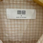 Uniqlo Beige Yellow Gingham Check Collar Button Down Linen Shirt Small Photo 2