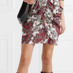 Isabel Marant Tilena White, Black & Red Paisley Print Gathered Mini Skirt Sz 40 Photo 0