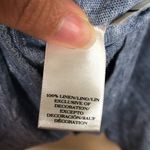 Ann Taylor  Women’s Linen Heather Blue Lace Trim Open Back Batwing Sleeve Blouse Photo 7