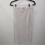 ZARA Off-White Gray Cream Ribbed Midi Pencil Skirt Iridescent Buttons Medium Photo 5