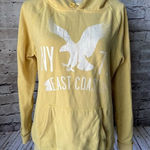 American Eagle Vtg  Outfitters Womens M‎ Mustard Hoodie Pullover NY Cozy Fall Photo 0