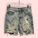 Wild Fable high rise bermuda distressed alien invasion denim shorts fun Photo 0