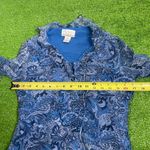 Vintage Y2K Women M Petite Silk Blue Paisley Bell Sleeve Flowy Ruffle Hem Sheer‎ Size M Photo 2
