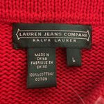 Ralph Lauren Lauren Jeans Co Hana Red Asymmetrical Zip Sweater Large NWT Cotton Photo 6