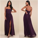 Lulus LULU’S Luxe Favorite Dark Purple Strapless Ruched Maxi Dress Photo 1