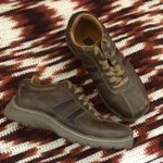 Ashley Outerwear Y2K Faded Glory Chunky Lug Sold Brown leather lace-up sneakers Sporty Granola Grandpa RARE Photo 0