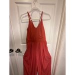 Halara Wide Leg Jumpsuit Orange Spaghetti Strap Pleated Pockets Size Medium Photo 2