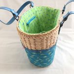 Teal Large Straw Beach Tote Bag Photo 4
