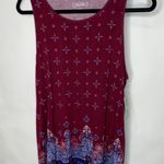 Mudd NWT Flowy Tank Top Sz Large Burgundy Blue Orange Medallion Photo 4