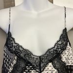 Victoria's Secret Victoria’s Secret Lace And Blk/Wht/Silver Patchwork Pattern Adjustable Cami- Med Photo 4