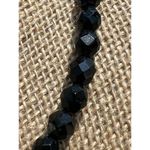 Vintage Hobe Jet Black Faceted Glass Bead Necklace Can be Doubled Gold Tone 29" Photo 1