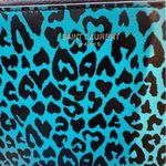 Saint Laurent Teal Leopard Print Pouch Photo 1