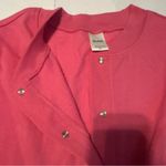 Blair  Women's 2XL Snap Button Cardigan Pink Plain Barbiecore  Office Fall Casual Photo 2