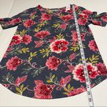 Loft Womens Size Small Blue Pink Floral Short Sleeve Cotton Crewneck Shirt NEW Photo 11