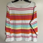 Talbots Plus 100% Cotton Multicolor Striped 3/4 Sleeve Tunic Size 2X Boat Neck Photo 0